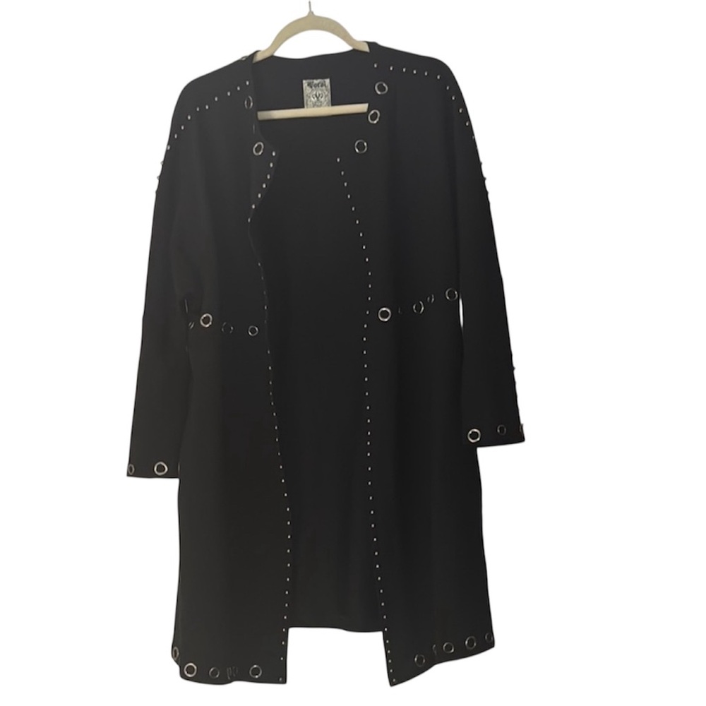VOCAL Black Jacket with Studs and Eyelets Size M Oversized - Picture 2 of 11